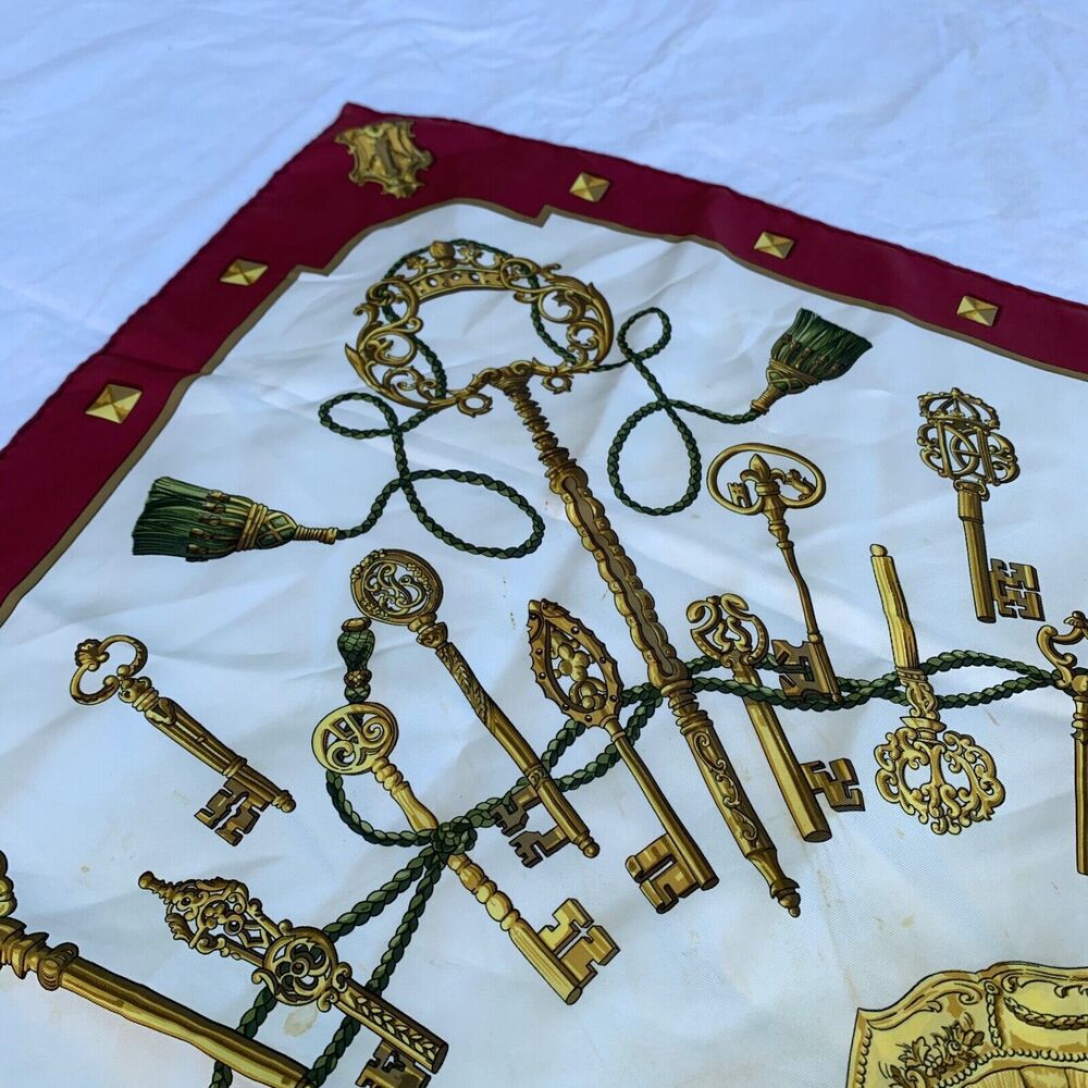 Vintage HERMÈS Keys Les Cles 100% Silk Square Scarf Womens 34” - Picture 6 of 9